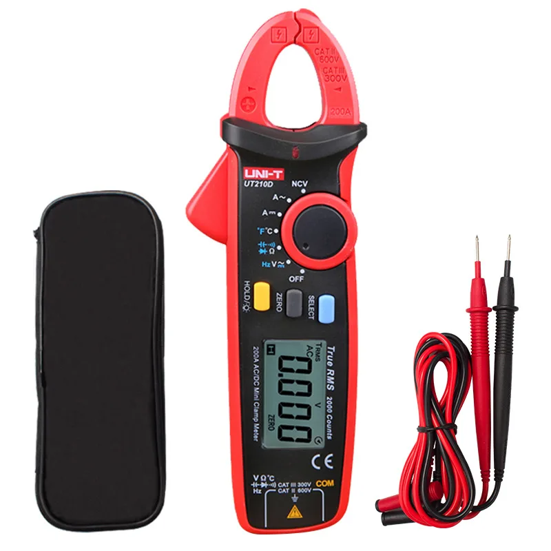 

UNI-T UT210D Multimeter Digital Clamp Meter DC AC Current Voltage Tester Auto Range True RMS Temperature Capacitance Ohm Meter