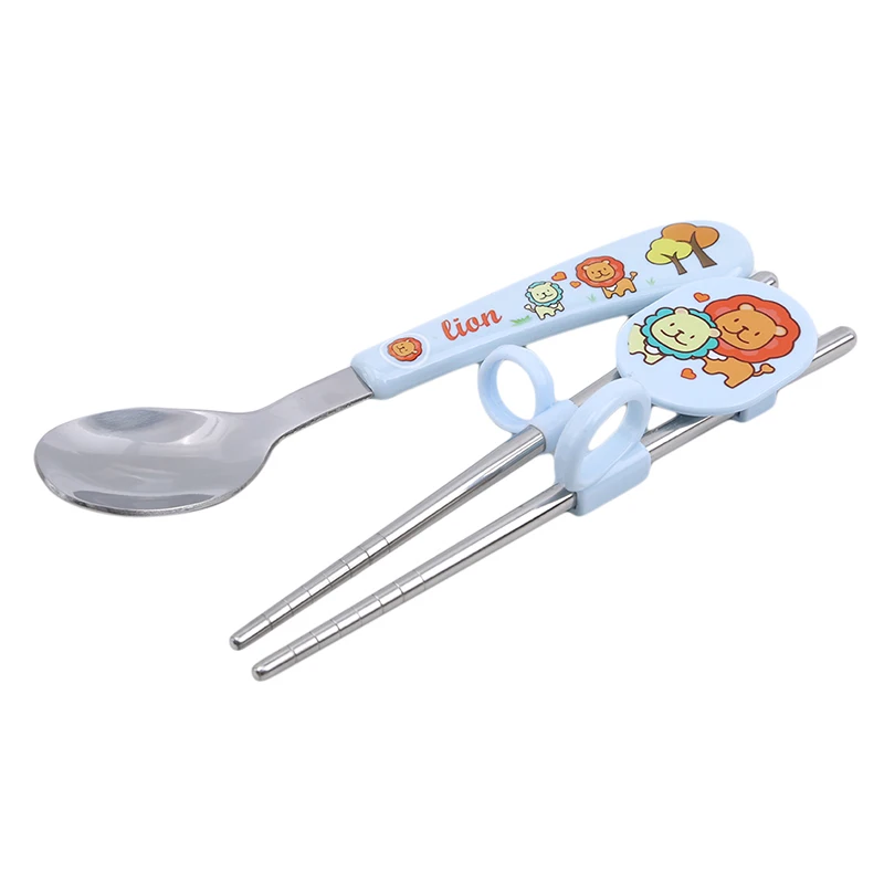 Cute Animals Children's Chopsticks Training Baby Learning Practice Auxiliary Spoon Cutlery Set | Мать и ребенок