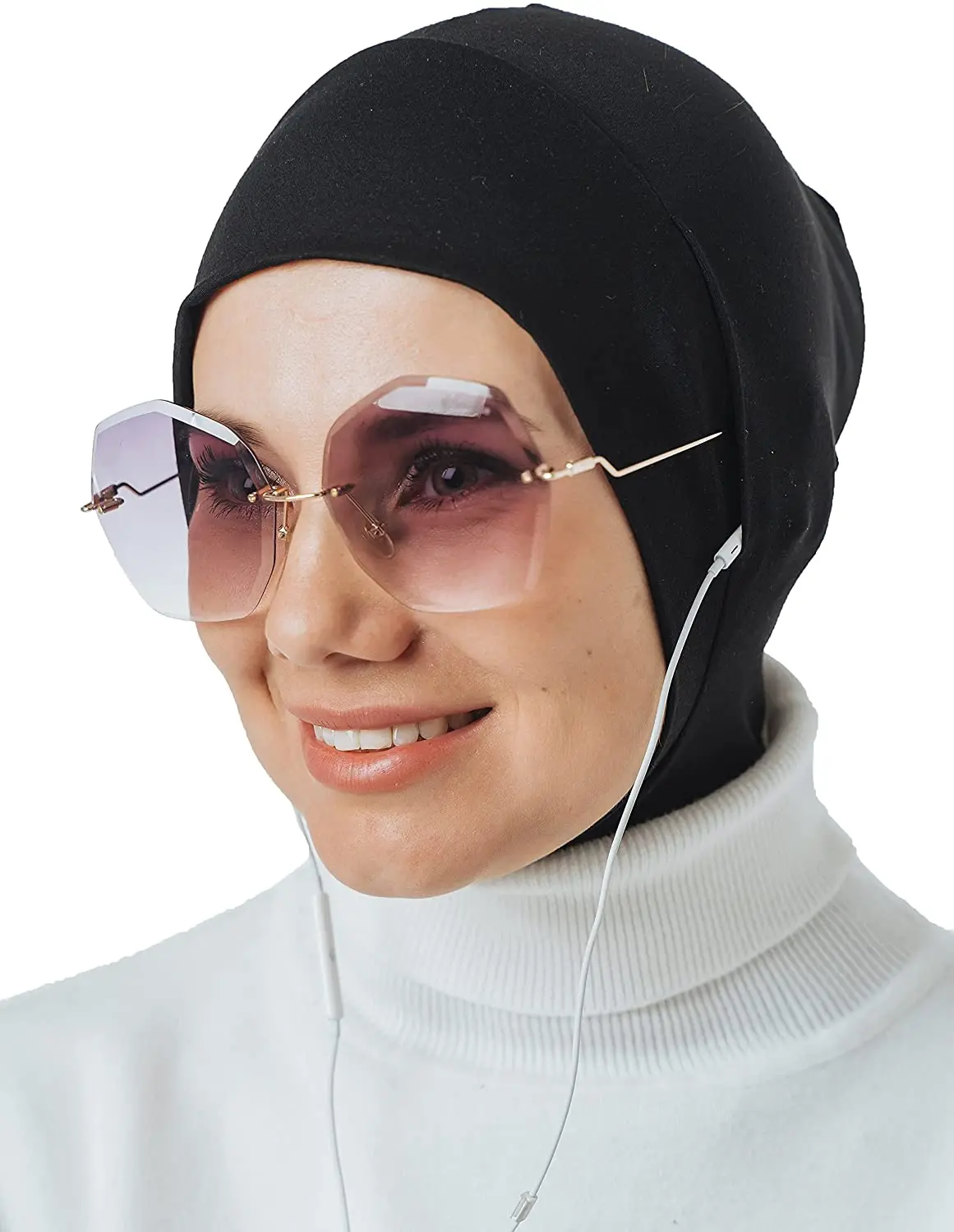 2021 мусульманская Мода под шарф с отверстием для ушей стрейчевая трикотажная