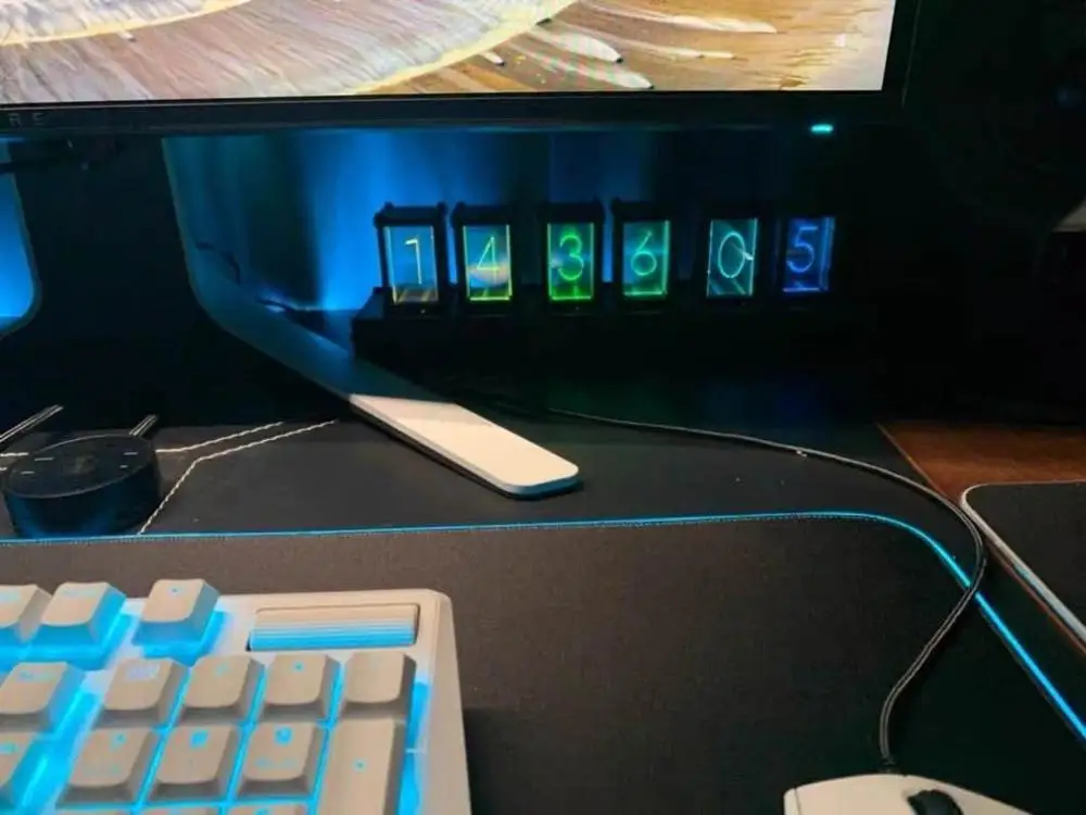 Хит продаж одежда 6 бит RGB светодиодный светящийся цифровые часы газоразрядный