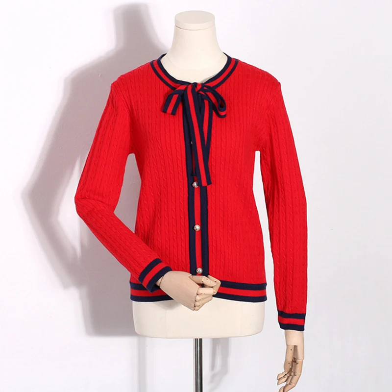 Осенний вязаный кардиган queeхалл пальто женский свитер с бантом и V-образным