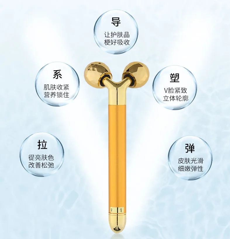 2 шт. энергии с покрытыем цвета чистого 24 каратного золота Красота бар лица ролик
