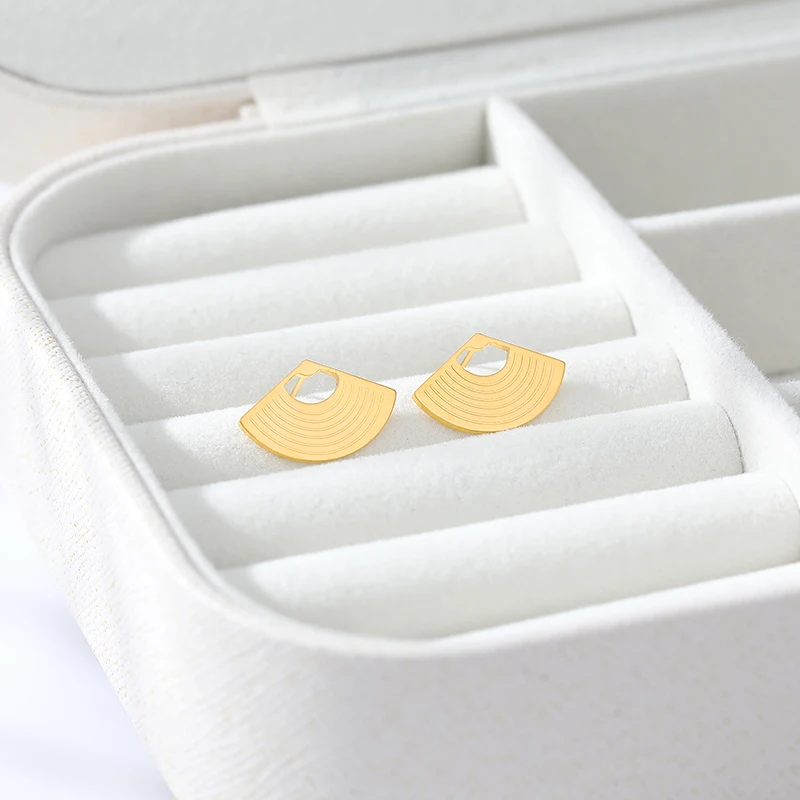 Женские серьги-гвоздики из нержавеющей стали розовое золото серебристый цвет