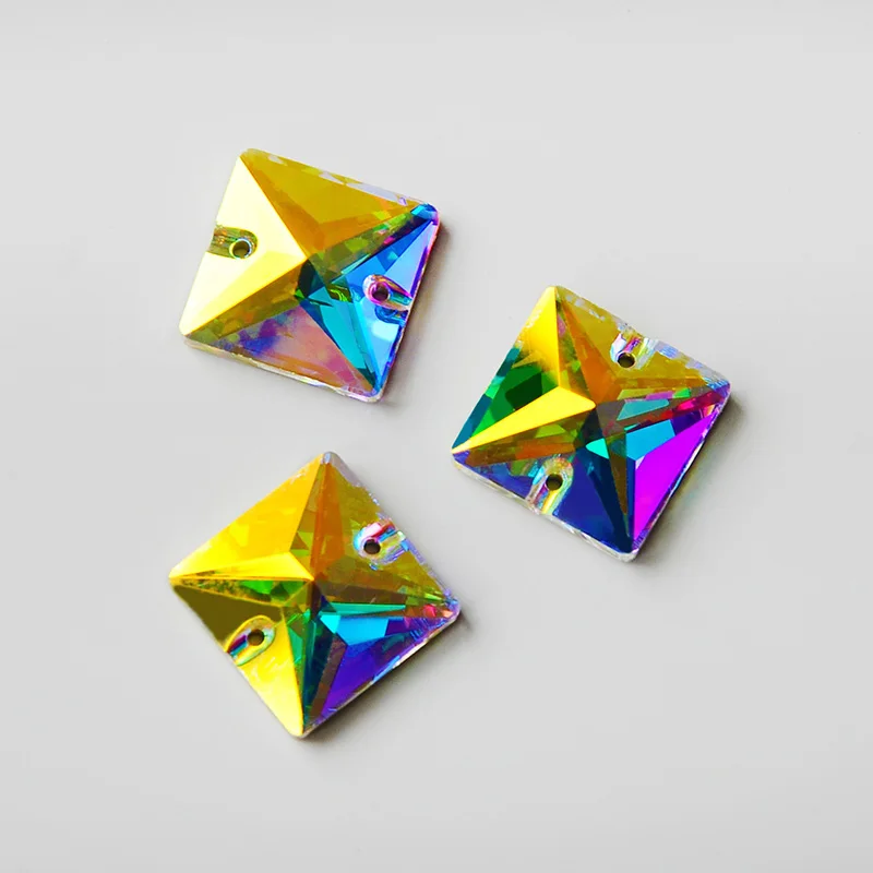 AB 3240 квадратных 12 14 16 22 мм Crystal AB Шить на кристаллы Свадебные платья плоской задней кристалл Стекло Камни Вышивание Стразы - Цвет: AB