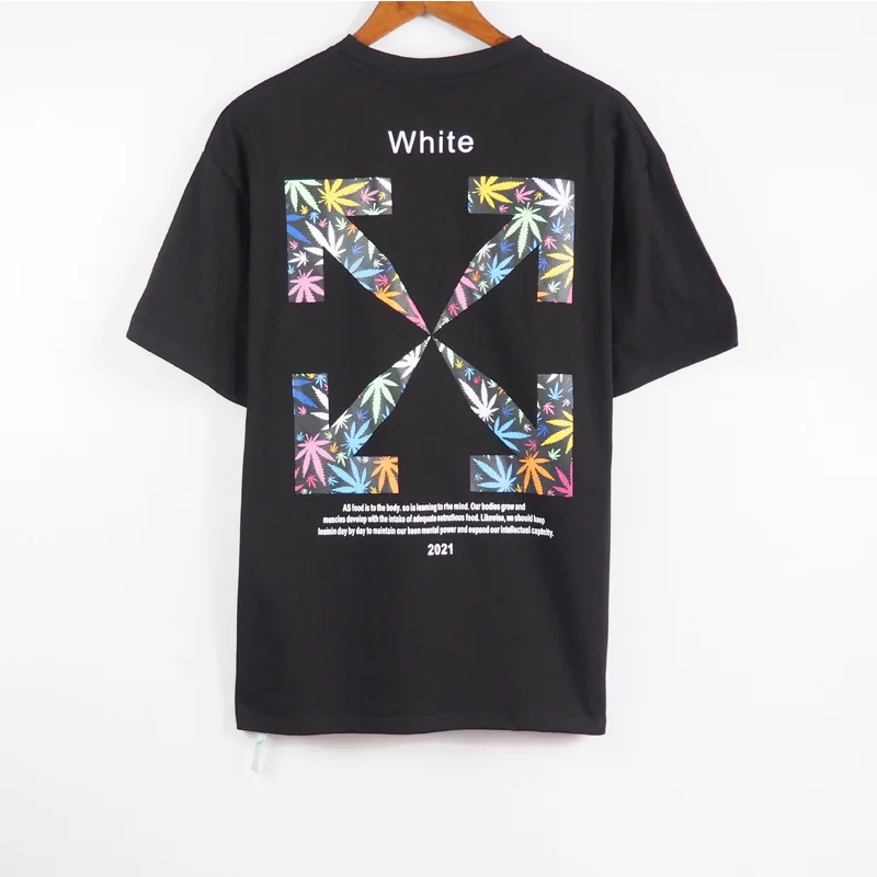 

Youth loose collarless cotton casual hoodless letter T-shirt off white