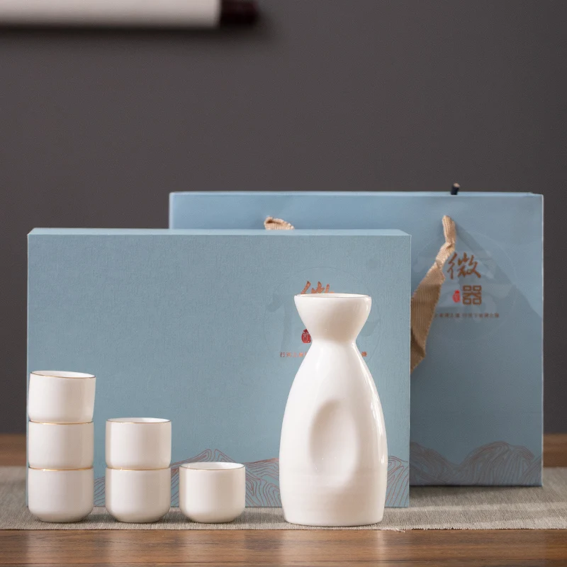 

Japanese Style Ceramic White Wine Pot Accessories Set Rice Wine Bottle Sake Jogo De Copos De Vidro Bar Accessories Home JD50JJ