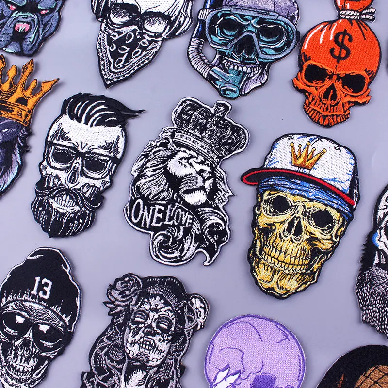 Нашивка в полоску с черепом патчи для одежды стиле панк вышитые нашивки сделай