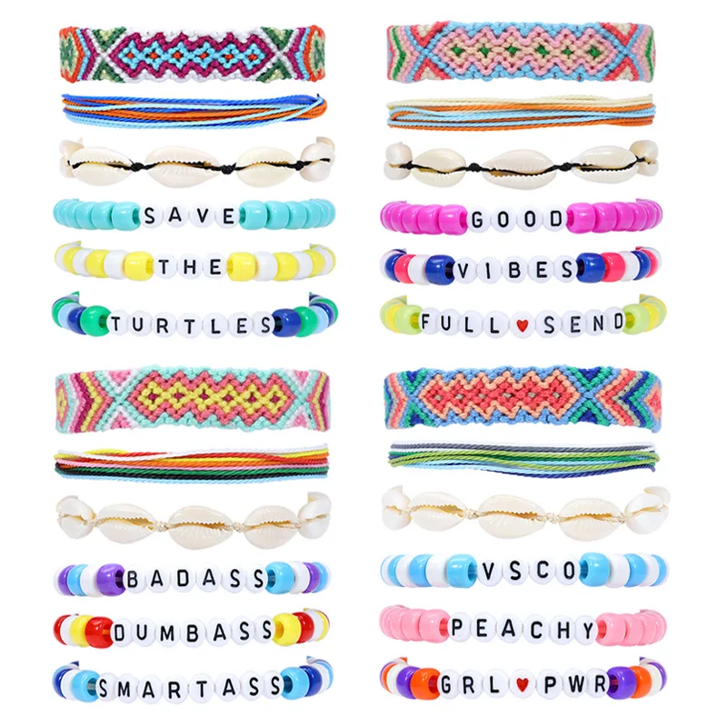 

JOYA GIFT 6PCS Friendship Bracelet Handcrafted Handmade Plur Accessory EDM Music Festival Words Beaded String Bracelets