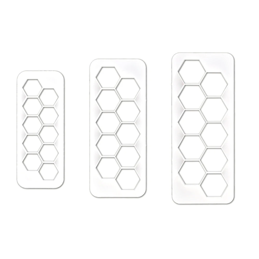

3 PCS Hexagon Cookie Cutter Mold Geometric Football Cake Fondant Cutter Creative Cake Border Decorating Tool For Beginners