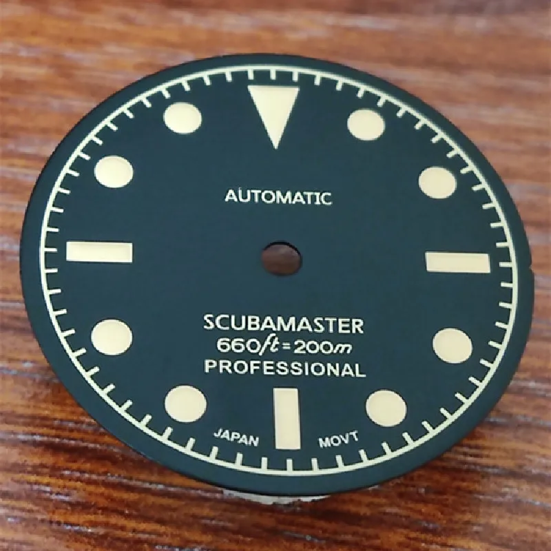 28.5mm blackN H35 dial Vintage with Green Luminous for SKX007/009 Diver Turtle mod fit NH35 NH36 6R Movement