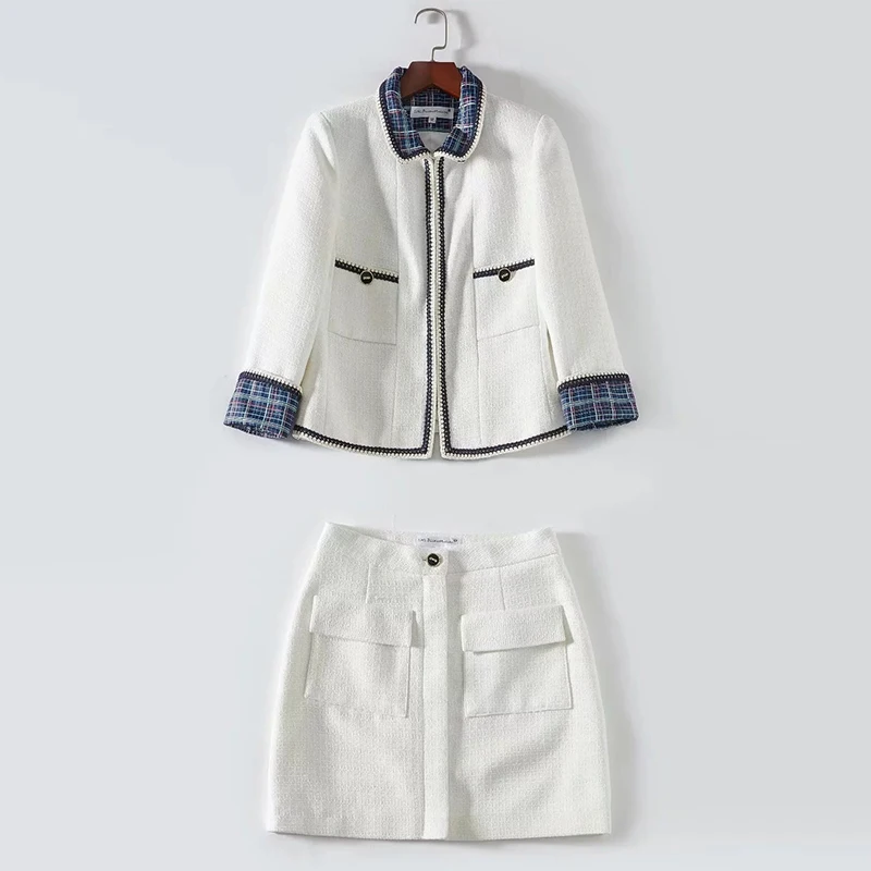 2019 зимние твидовые женские комплекты из 2 предметов высококачественные