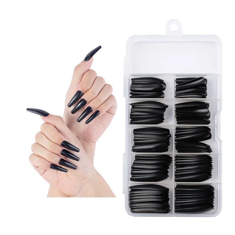

100 Pcs Nail Art French ABS Tips Full Coverage Long Ballet False Nail Press On Coffin Ballerina Tips Artificial Tips Colorful