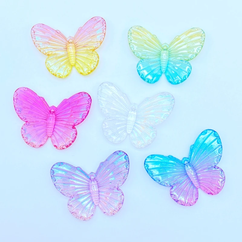 

10Pcs New Cute Acrylic Mini Color Plated Butterfly Flat Back Cabochon Scrapbook Kawaii DIY Embellishments Accessories L27