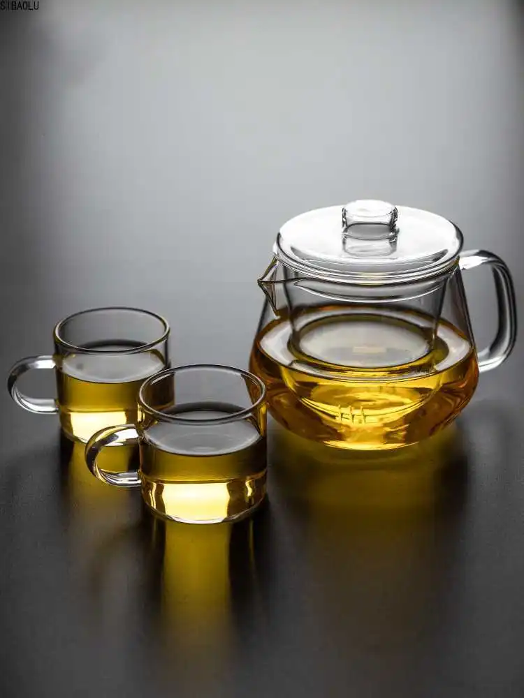 

High Quality Flower Teapot Black Tea Glass Pot Heat Resistant with Glass Infuser Filter Water Pot Puer Kettle Sets Office