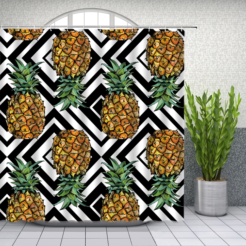Ананасовая занавеска для душа декор ванной комнаты акварельные фрукты домашняя