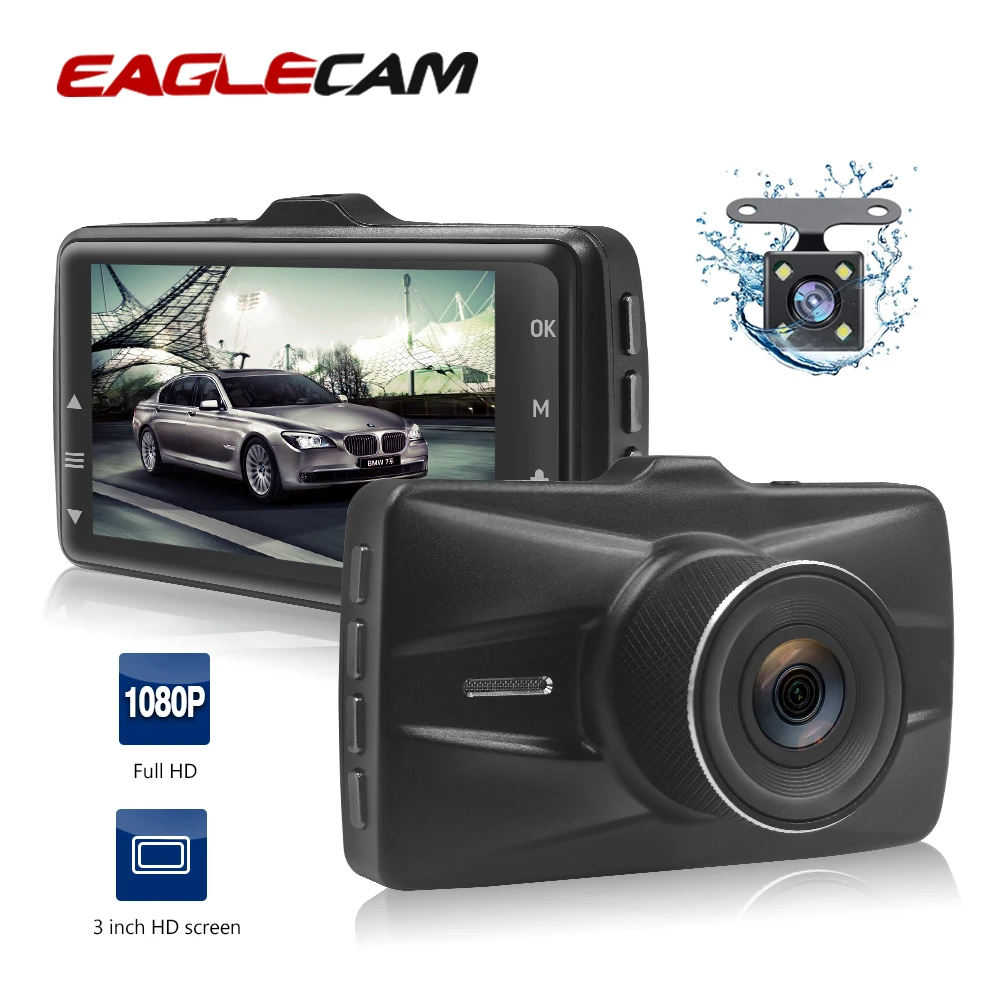 

Видеорегистратор с двумя объективами, 3 дюйма, Full HD 1080P, циклическая запись, видеорегистратор с ночным видением, акселерометром, автомобильная камера