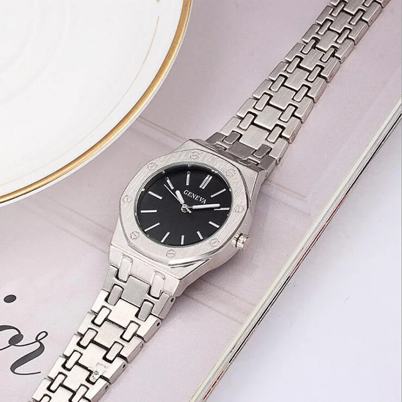 Новинка 2019 горячая Распродажа Женевские парные часы со стальным ремешком