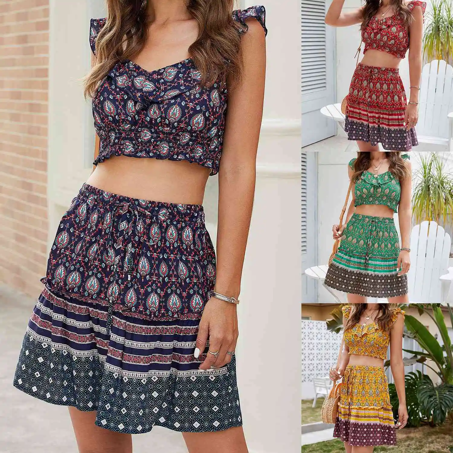 Пляжное Повседневное платье в стиле бохо с цветком виде листьев лотоса Летнее