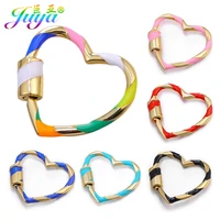 juya handmade enamel heart pendant accessories supplies creative spiral screw lock clasps fastenings for diy fine jewelry making