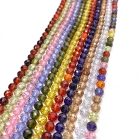 natural stone beads colored beads zircon round faceted bulk used in jewelry making diy handmade bracelet jewelry accessories