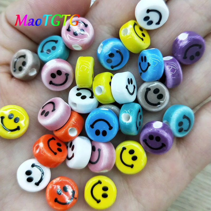 

20pcs Multicolor Smile Face Ceramic Beads For Jewelry Making Bracelet Necklace 10mm Smiling Face Ceramic Beads Wholesale