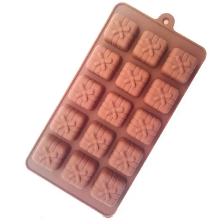 

3D Silicone Mold 15 Holes Gift Box Shape Mould For Soap Candy Chocolate Ice Cake Decorating Tools for Bakeware SN3313