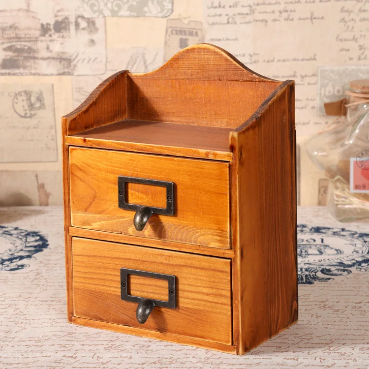 Ретро деревянный ящик для хранения ювелирных изделий настольный офисный
