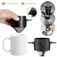 pour over coffee filter folding portable reusable stainless steel drip coffee tea holder infuser coffee dripper black coffe diy