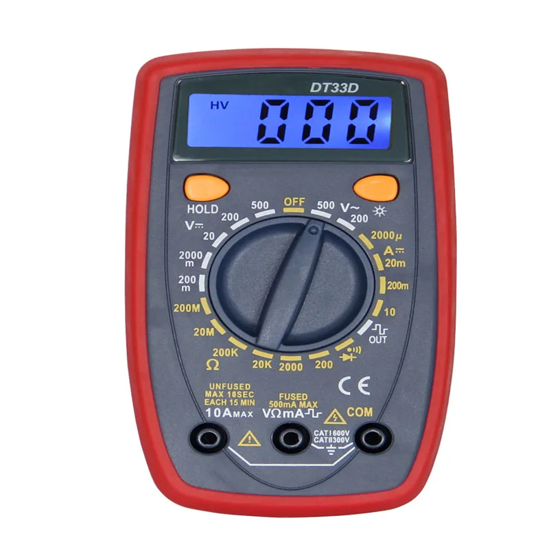 DT33D мультиметр AC DC напряжение ЖК цифровой Измеритель сопротивления тестер диодов