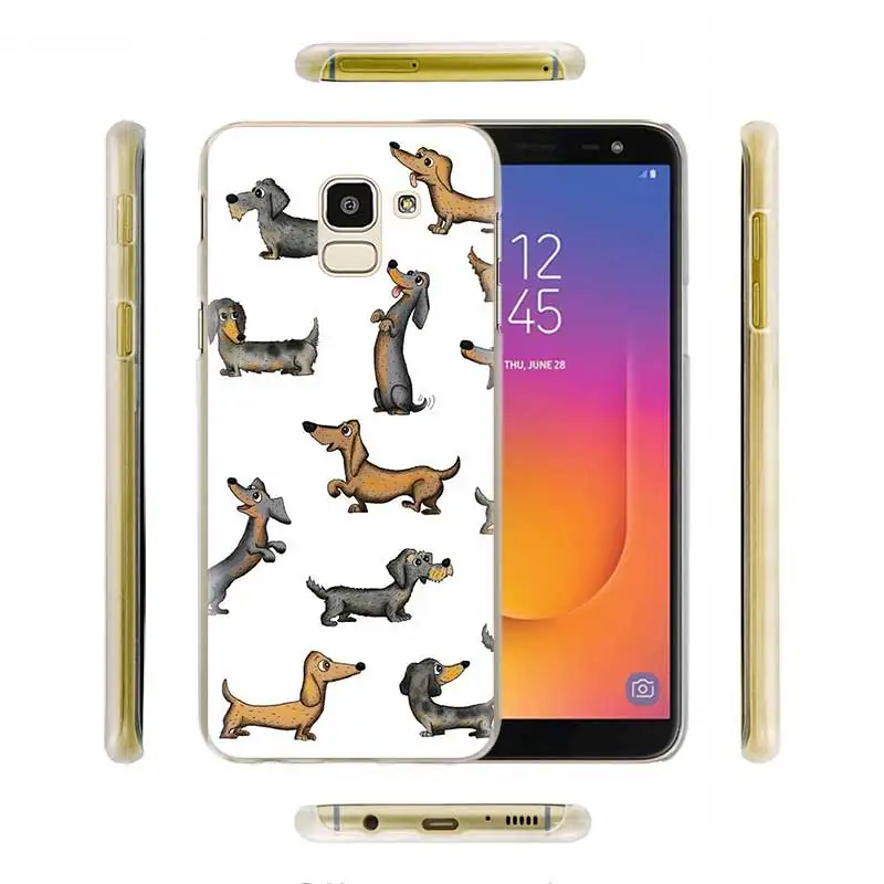 Dachshund Doxie Цветок Собака Щенок Чехлы для samsung Galaxy J4 Plus J6 Plus J8 J3 J5 J7 J5 Prime жесткий чехол