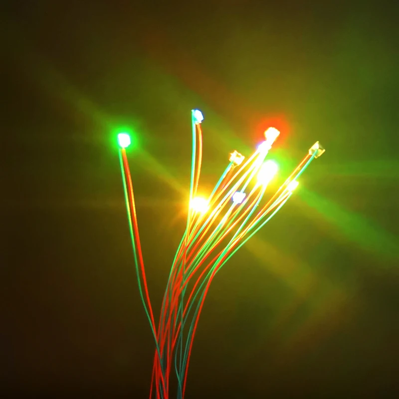 Luz Led intermitente SMD 0805 3V, modelos de l&aacute;mpara Led parpadeante, tren presoldado, Micro Litz, dise&ntilde;o de ferrocarril para juguete, iluminaci&oacute;n de Gundam, cables de 60cm-3