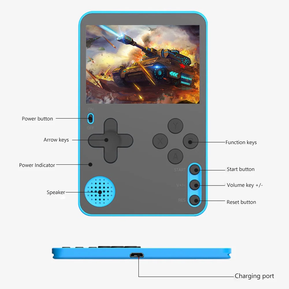 K10 Mini Ultra Thin Handheld Video Game Console Portable Player Built-in 500 games Retro Gaming | Электроника