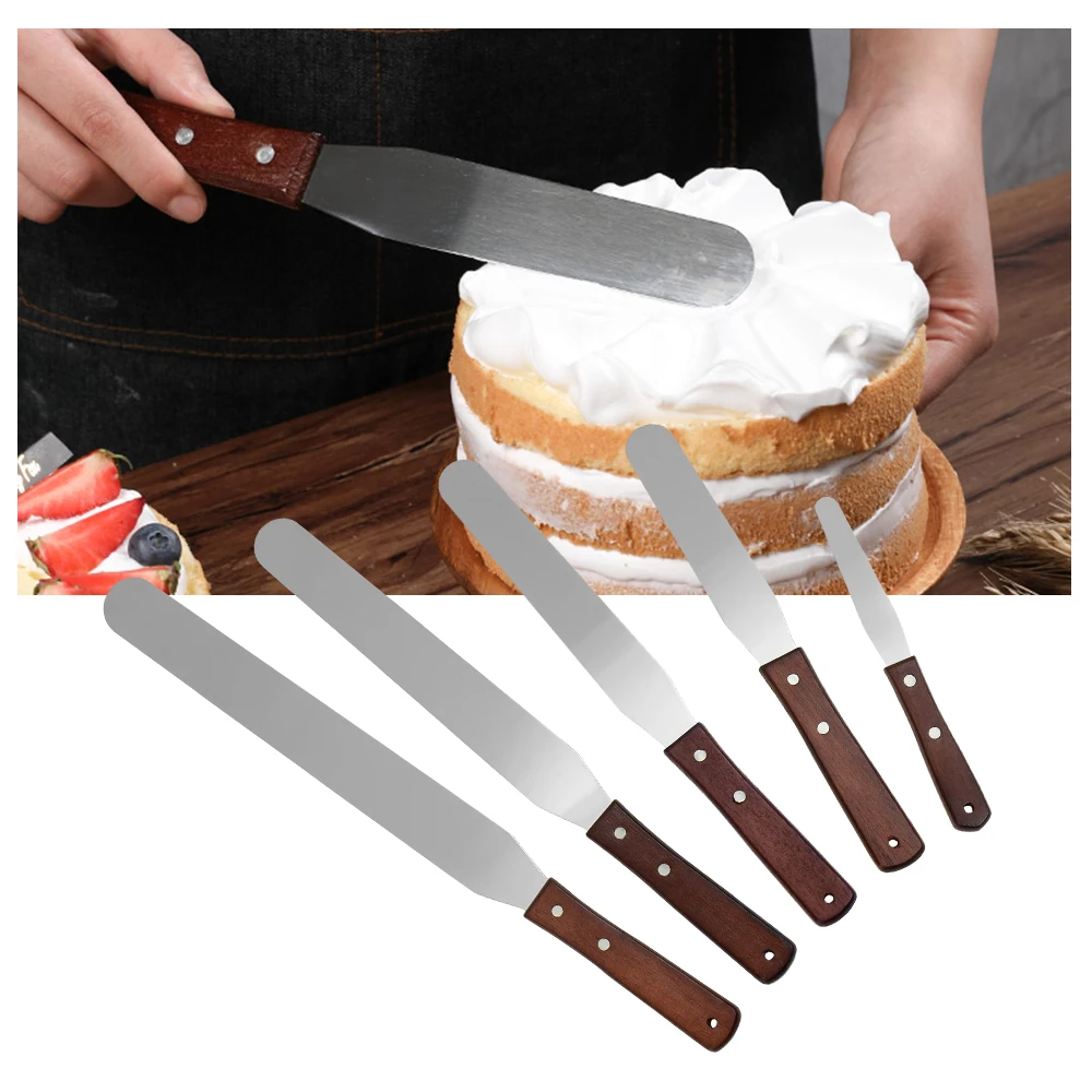 5 шт. 4/6/8/10/12 дюйма из нержавеющей стали шпатель для торта Крем глазурь деревянная