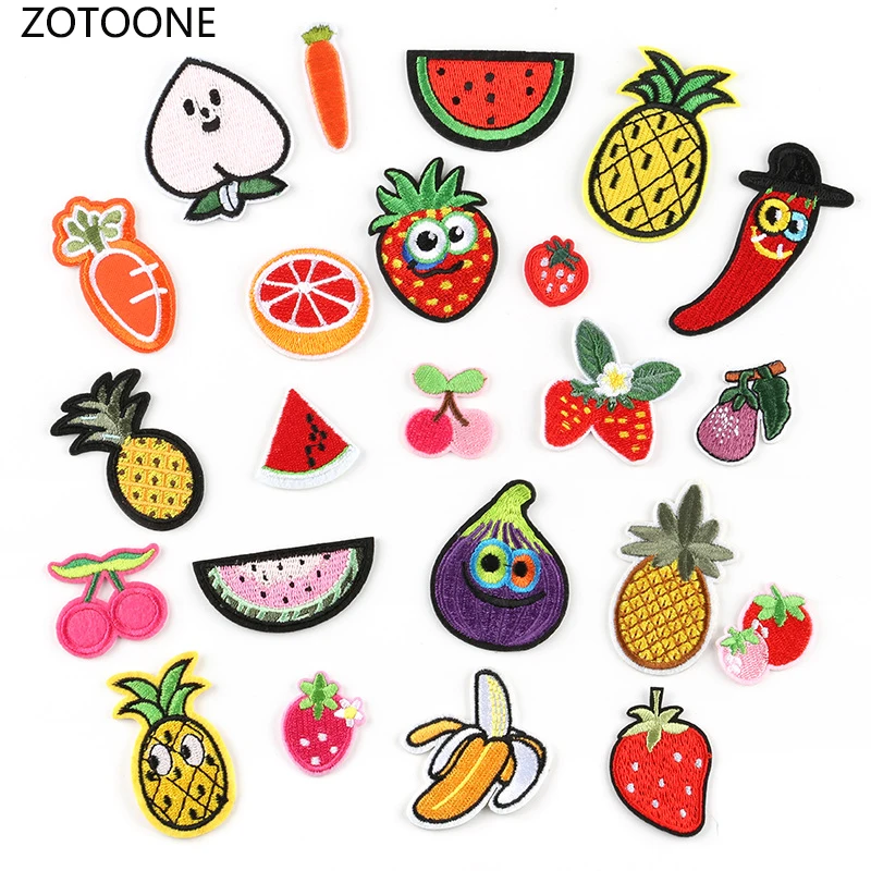 Нашивки с вышивкой ZOTOONE Мультяшные нашивки для одежды милые фруктами ананасами