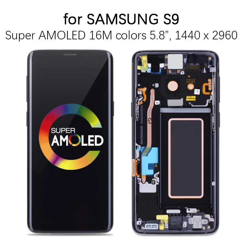 AMOLED Дисплей для SAMSUNG Galaxy S9 LCD G960 G960F S9 Plus LCD G965 G965F экран в сборе с тачскрином на рамке