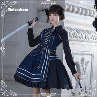 melonshow military lolita dress blu japanese gothic jsk victorian dress women summer princess dress kawaii clothes