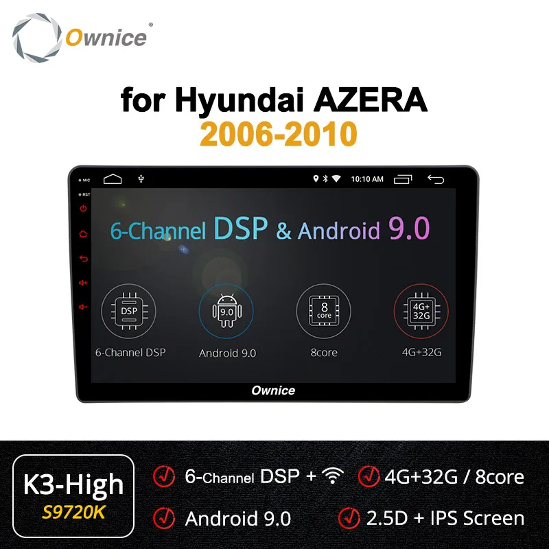S9720 K3-High Ownice Octa 8 Core Android 9,0 Автомобильный DVD Радио для hyundai Azera 2006 2007 2008 2009 2010 k3 k5 k6 4 аппарат не привязан к оператору сотовой связи 360 панорама DSP SPDIF - Цвет: S9720 K3-High