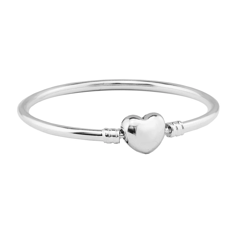 

Heart Clasp Bangle Bracelet Authentic 925 Silver Bracelets For DIY Woman Fashion Bracelets For Jewelry Making