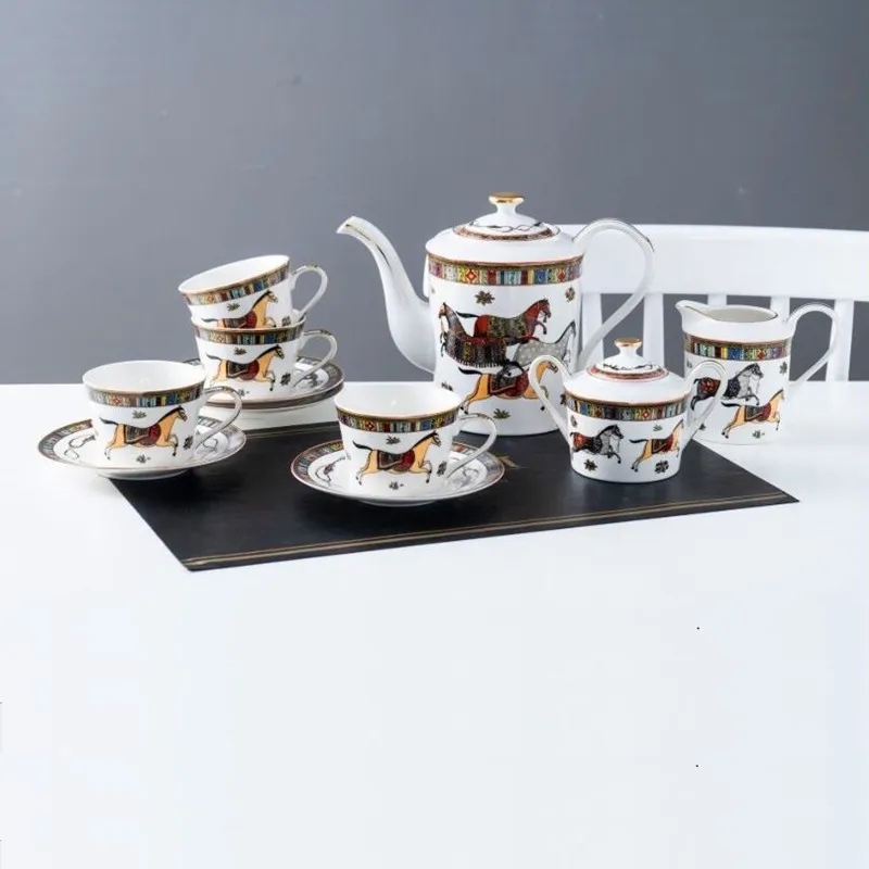 Horse Bone China фарфоровые чашки для кофе посуда кофейный молочный сахар опционально|set