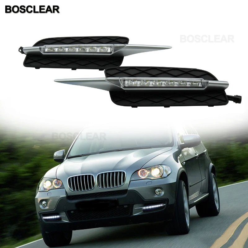 Дневные ходовые огни для BMW X5 E70 2007 2008 2009 2010 LED DRL дневной свет передний бампер