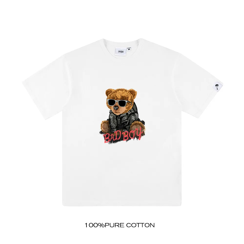 

Mens T-shirt Casual Round Neck Short Sleeve Tops 2021 Spring Summer Women Men Harajukus Design Bear Print T-shirt Street Wear