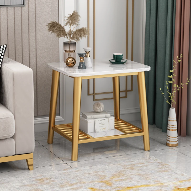 

Nordic minimalist modern marble coffee table fashion light luxury sofa side corner desk creative bedroom bedside small tea mesa