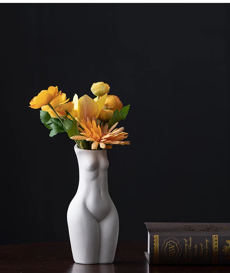 Home Furnishings Ins Human Body Plastic Art Vase Nordic Decoration Ceramic Sculpture White Flower | Дом и сад