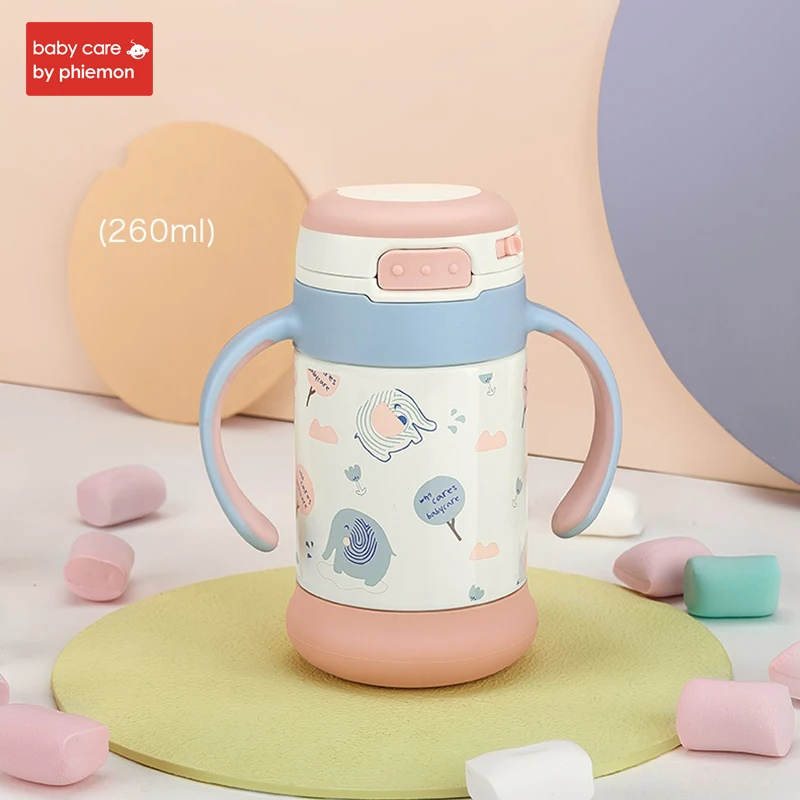 Babycare/260 мл Термос для детей, Термокружка с соломинкой, противоскользящая, для детей, для питья, для кормления, бутылка из нержавеющей стали