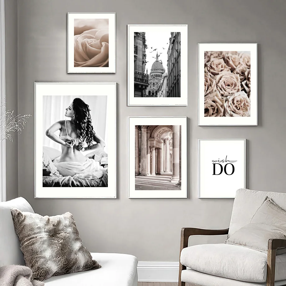 

Rose Woman Lines Quote Wine Glass Vintage Wall Art Canvas Painting Posters And Prints Living Room Decor Nordic Style Decoration