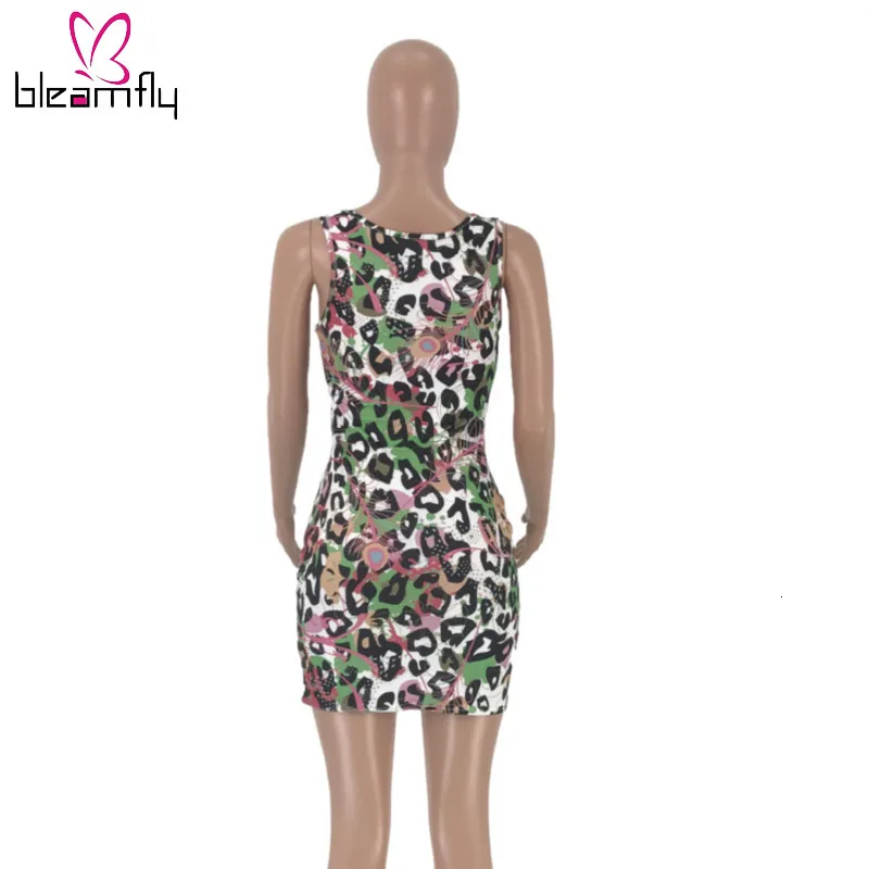 Женская новая летняя одежда с леопардовым принтом без рукавов круглый вырез выше