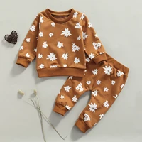 autumn 2 pcs newborn flower print outfits baby girls clothes long sleeve round neck pullover trousers baby sets new 2021