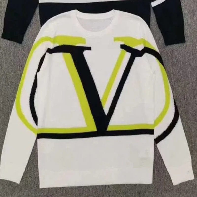 

Print Knitted Sweater Women Elegant Green Striped Oversized Pullovers Women Winter Loose Long Sweaters Streetwear Sueter Mujer