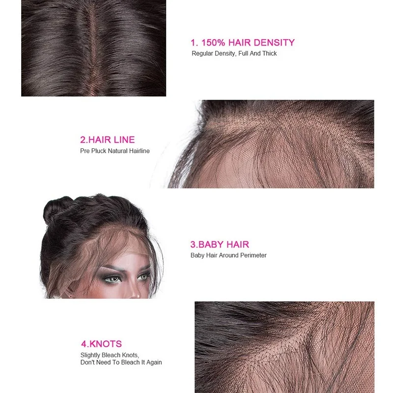 Парики из натуральных волос на кружевном фронте прямые волосы парик