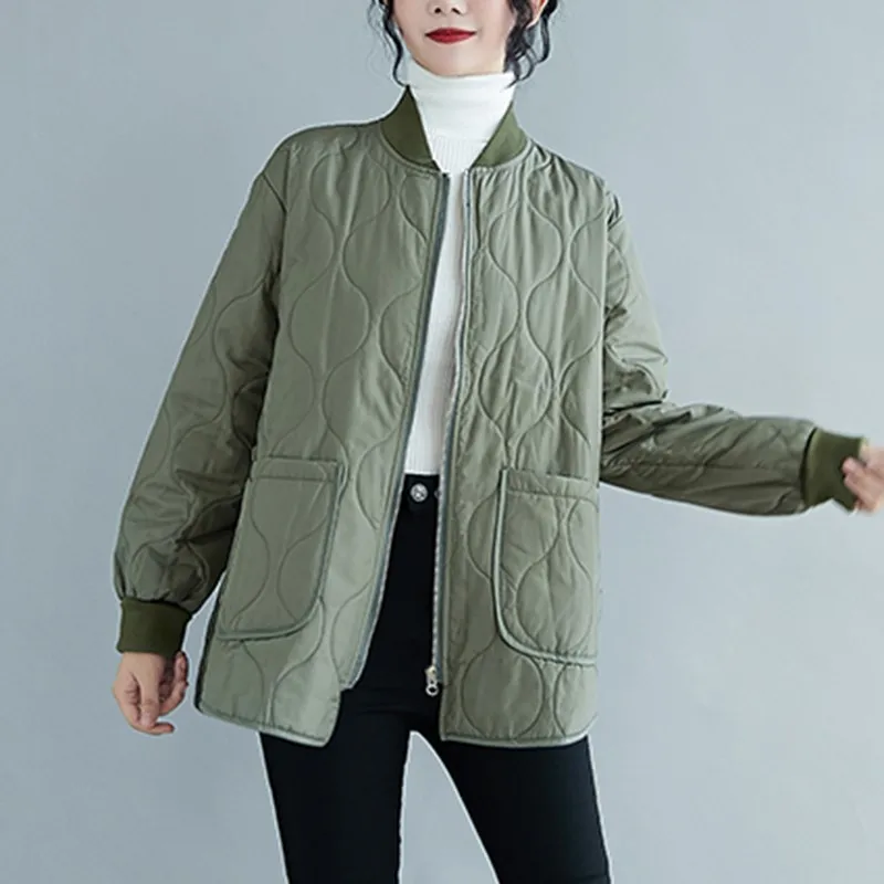 

Women Winter Casual Coats New 2021 Autumn Winter Korean Style All-match Loose Thick Cotton Female Warm Parka Jackets H011